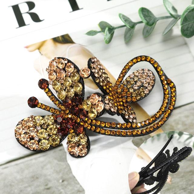 Rhinestone Flower Barrettes Hair Clips for Women Vintage Crystal Hairpins Girls Hair Accessories Jewelry Hairgrip Claws Fashion Hairgrips Accessories For Party