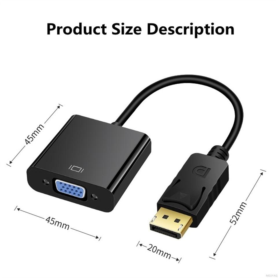DisplayPort to VGA Adapter Cable Converter Compatible with Computer, Desktop, Laptop, PC, Monitor, Projector.