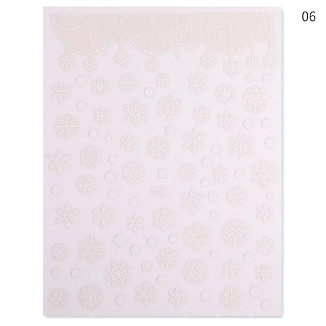 Sliver Bronzing 3D Christmas Nail Art Decoration Sticker Sparkly White Colorful Glitter Geometry Snowflake Winter Slider Foil  Christmas Snowflake Bronzing Christmas Slider Nail Art 3D Decals Decoration Decals Snowflakes Elk Bear Christmas Xmas Stickers