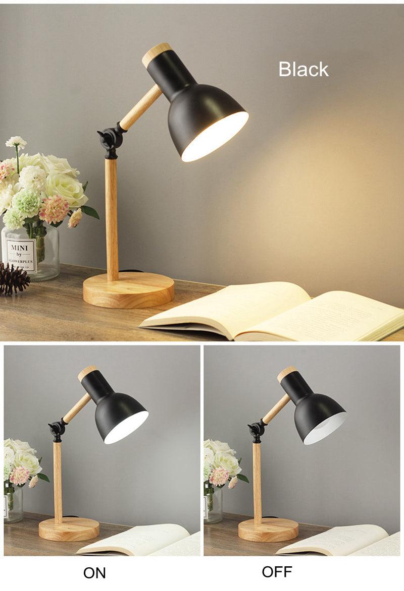 Wooden Desk Lamp for Study With Flexo Light Creative Nordic Iron LED Folding Simple Table Lamp for Bedroom Home Decor Decorative Table Lamp Cute Study Lamps for Bedroom Décor