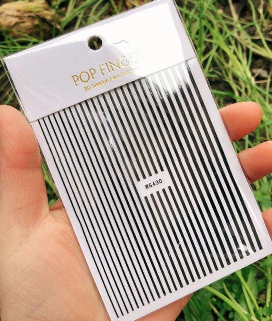 Stripe Line Nail Sticker Decal Thin Lining Line Art Self-Adhesive Peel Off Silver /Gold /White /Black Gold Stickers Accessories Strip Line Nail Decal Self-Adhesive 3D Wave Decal Decoration Metallic Curve Design Decoration for Women Girls