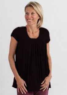 Clearance Women's Bamboo Viscose Pleated Lounge Top Black