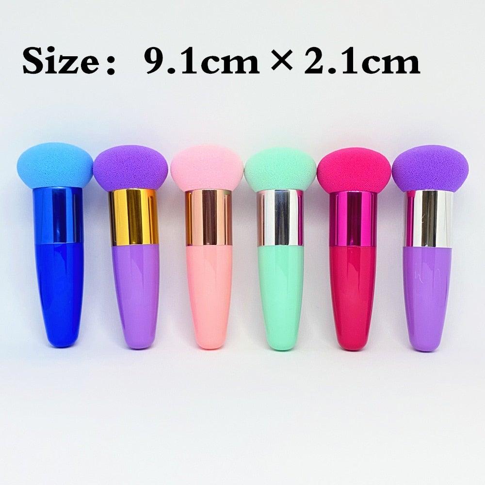Professional Women Beauty Sponge Mushroom Head Powder Puff With Handle Smooth Shaped Make Up Colorful Sylish Design