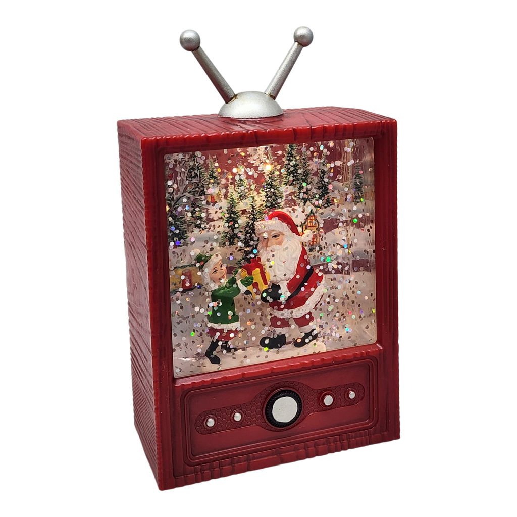 Retro TV Santa Snow Globe