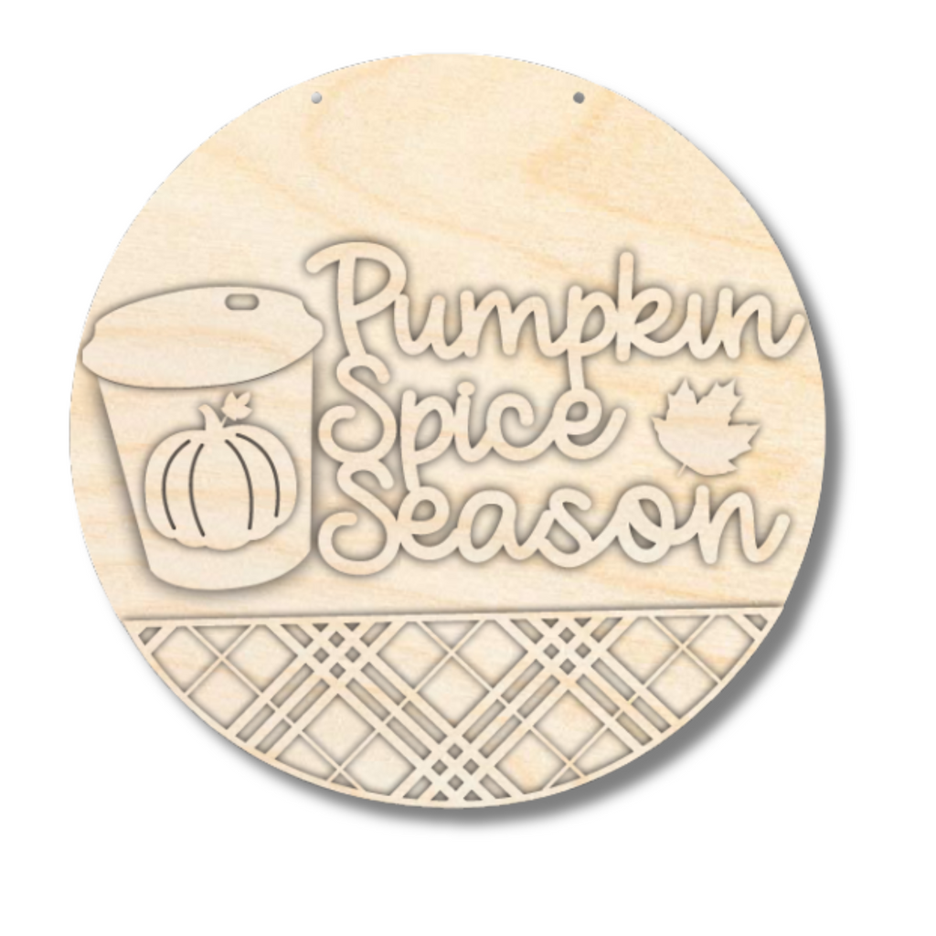 Unfinished Wood Pumpkin Spice Season Door Sign Kit | Wood Craft Cutouts | 1/4" Thick |