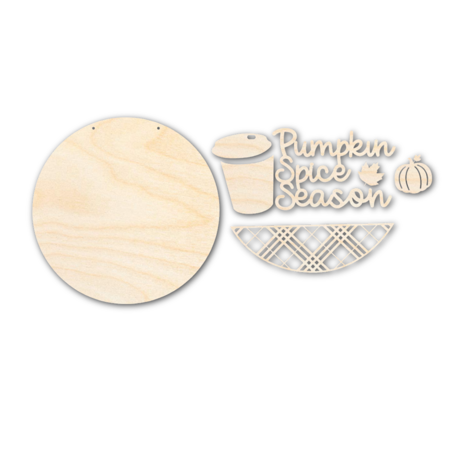 Unfinished Wood Pumpkin Spice Season Door Sign Kit | Wood Craft Cutouts | 1/4" Thick |
