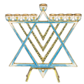 Matashi Hand Painted Blue Enamel Menorah