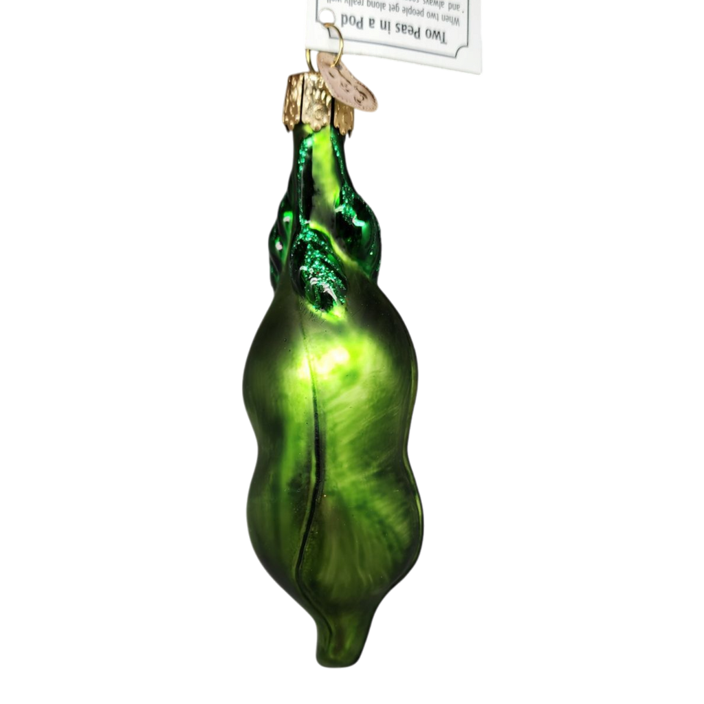 Two Peas In A Pod Glass Ornament