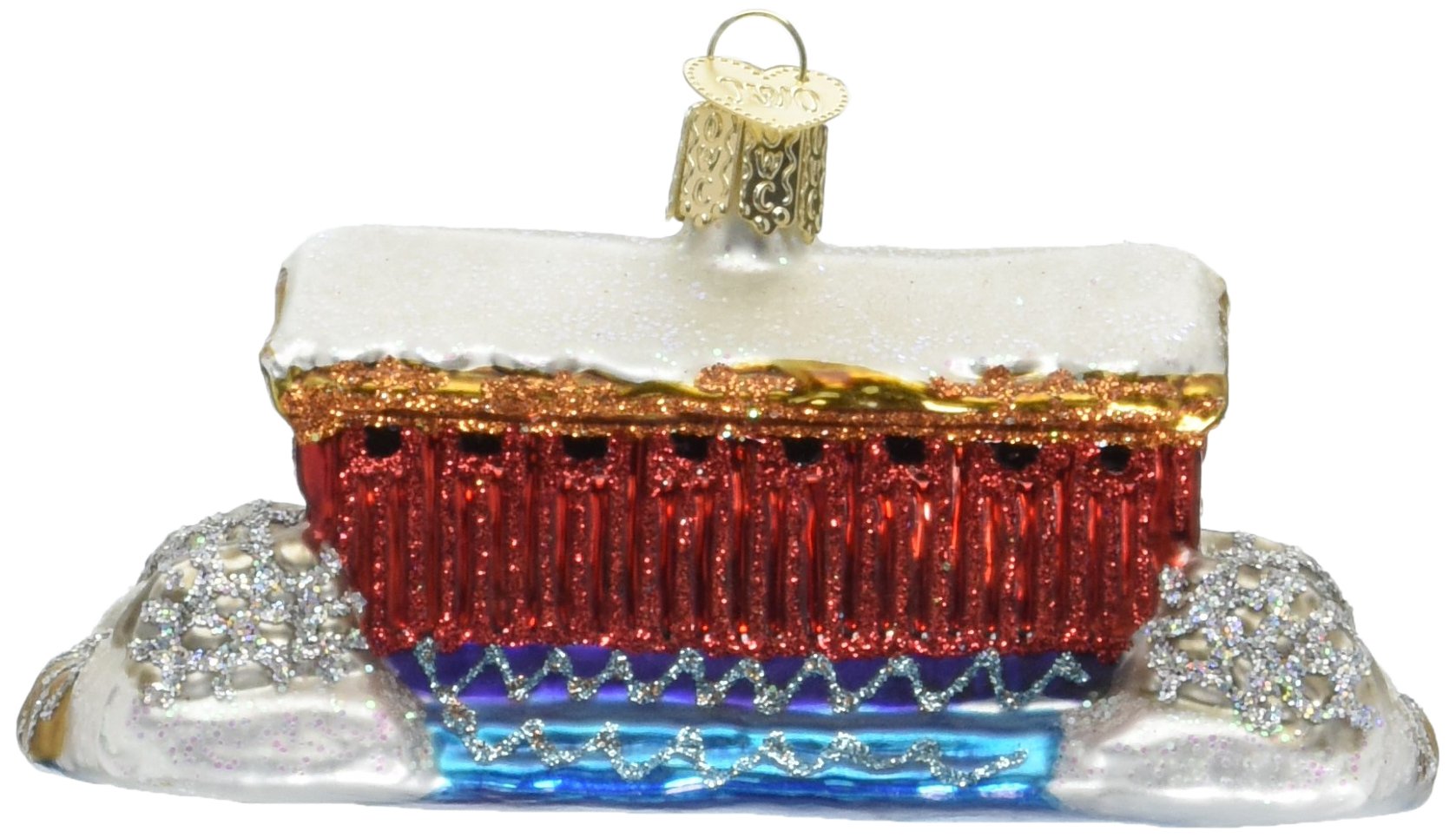 Covered Bridge Glass Blown Ornament