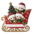 Sleigh With Gold Rails Family of 3 Ornament