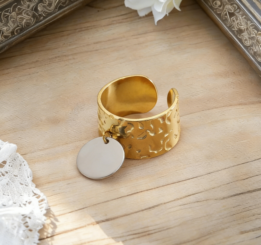 Stainless Steel Round Pendant Open Ring