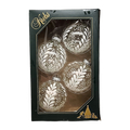 Krebs Value Glass Ball 4 pack - Snowy Botanical on White