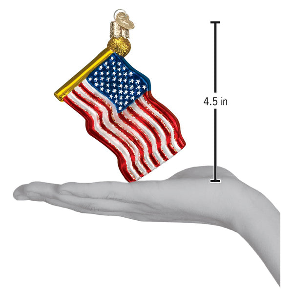 Old World Christmas Star-Spangled Banner Glass Blown Ornament