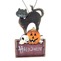 Wooden Halloween Ornament -  Black Cat
