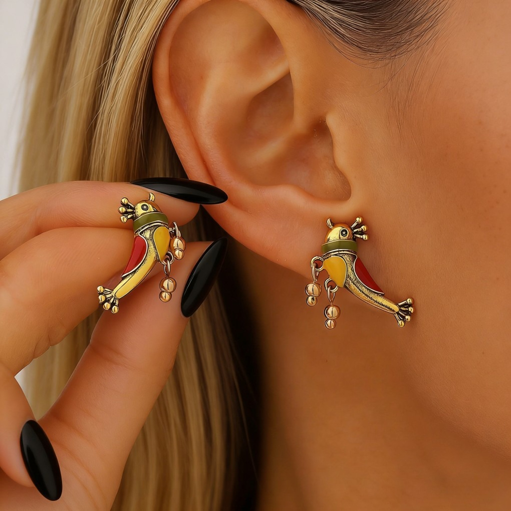Vintage Palace Enamel Bird Earrings