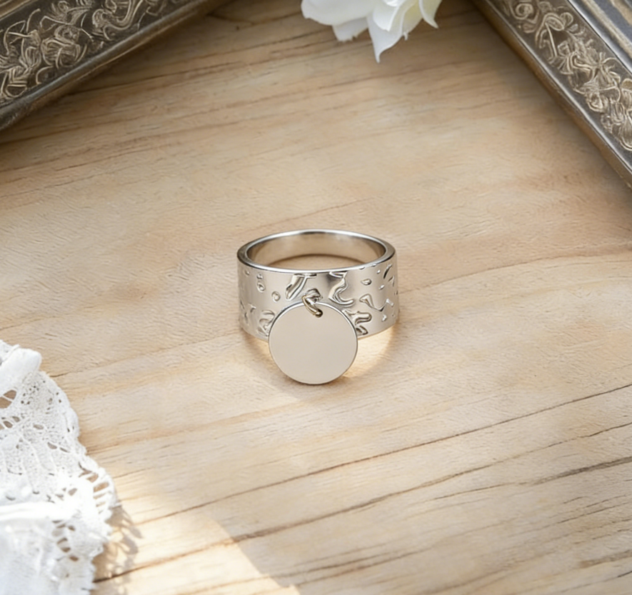 Stainless Steel Round Pendant Open Ring