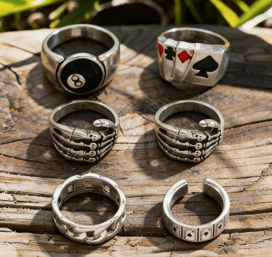 Dark Gothic Animal Skull Ring 7-Piece Set