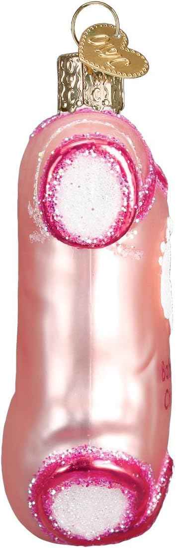 Babys First Christmas Pink Onesie Glass Ornament