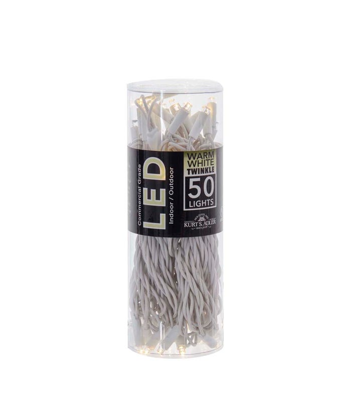 50-Light 5mm Warm White Twinkle LED White Wire Light Set