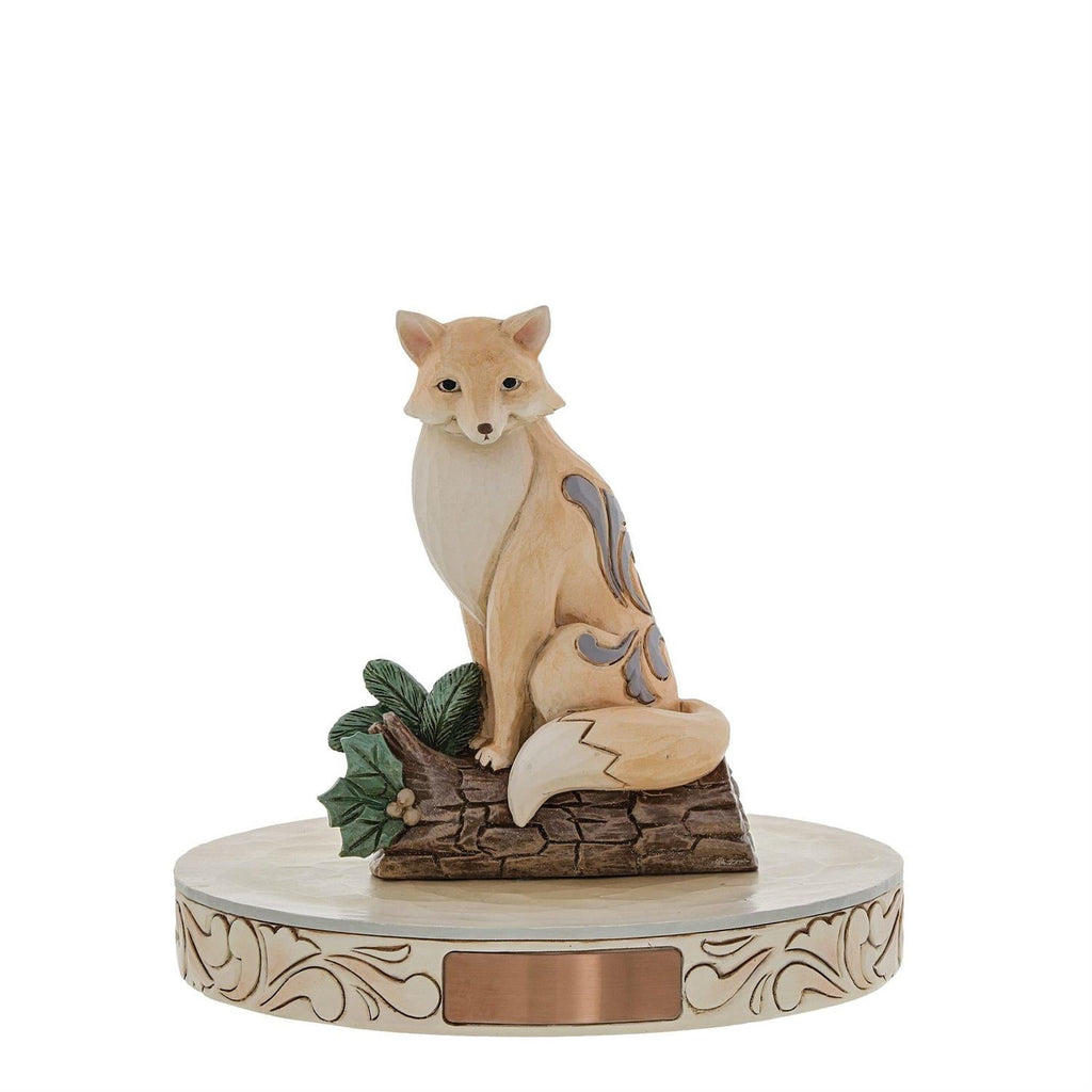 White Woodland Fox on Birch Log