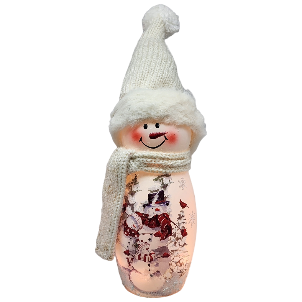 Lighted Snowman Lamp - Snow Family - 8 Inches tall
