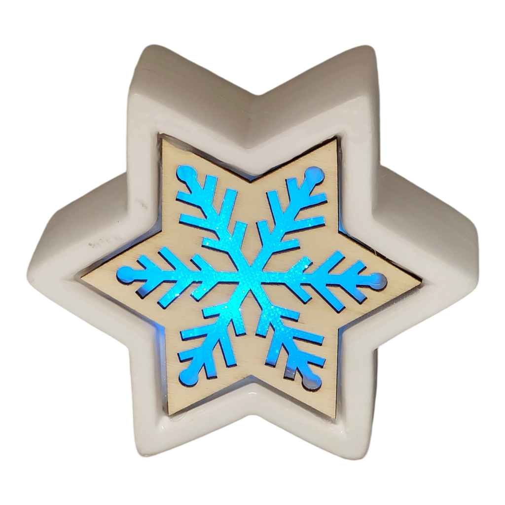 Color Changing Dolomite & Wood Decor - Snowflake