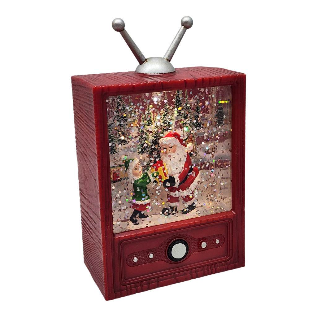 Retro TV Santa Snow Globe