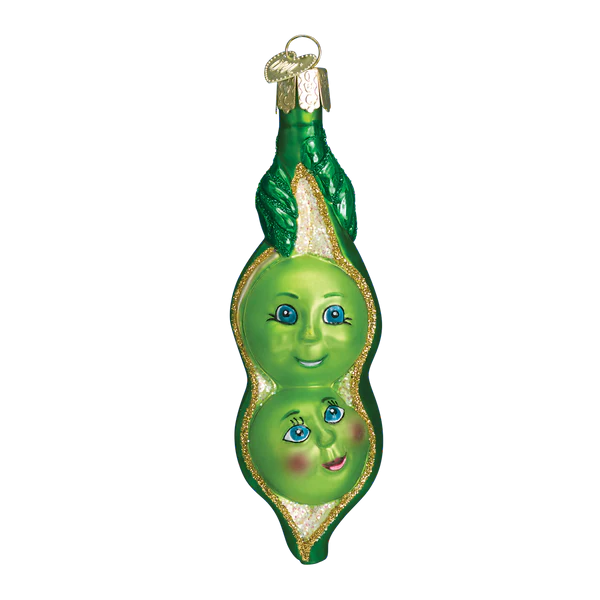 Two Peas In A Pod Glass Ornament