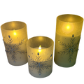 B/O Lighted Glass Holiday Luminaries with LED Set of 3 Candles