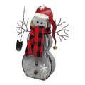 Metal Snowman Figurine - 18 Inch - Santa Hat