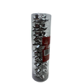 9 Tiny Metallic Bows In A Tube - Silver Metallic