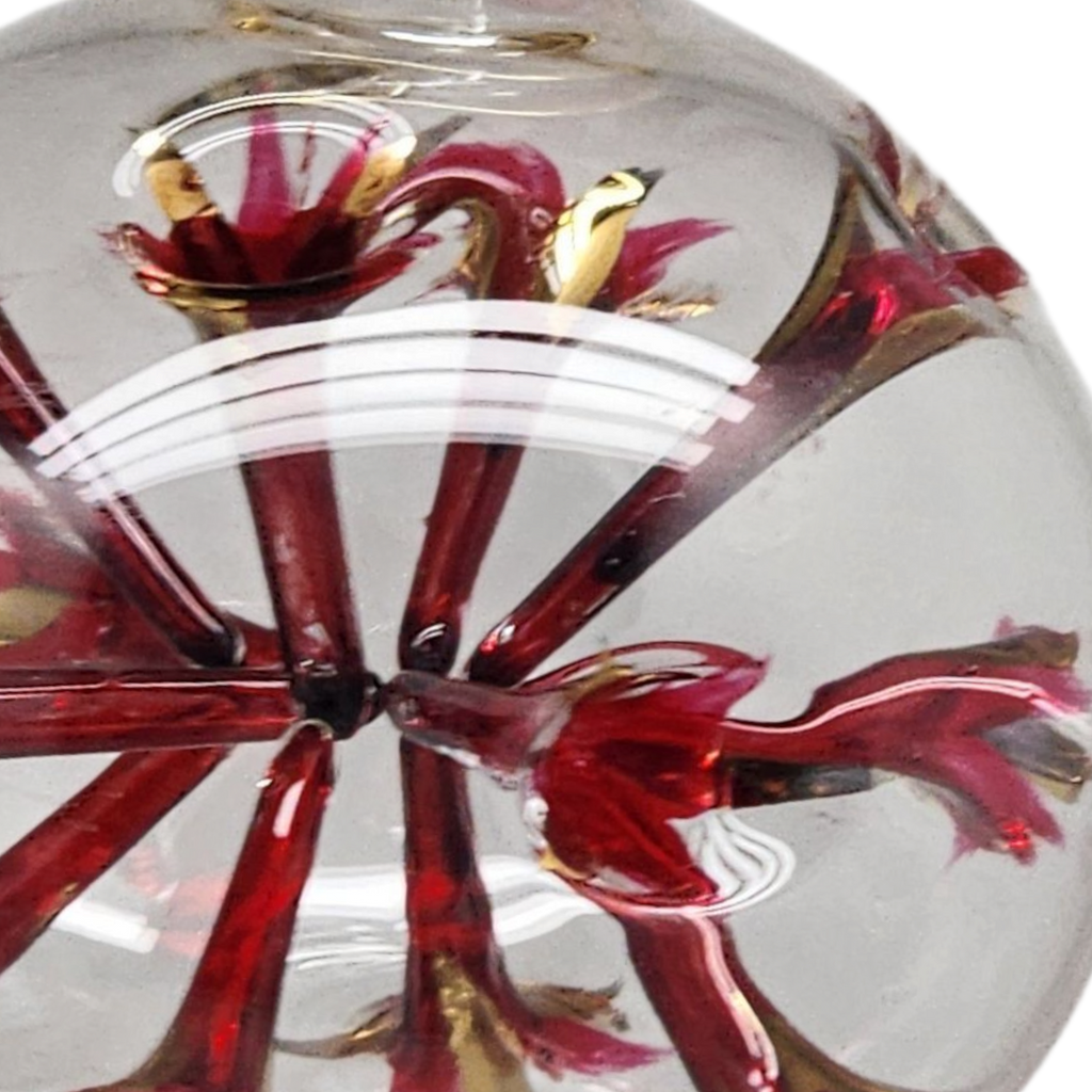 Blown Glass Pierced Starburst Ornament - Red