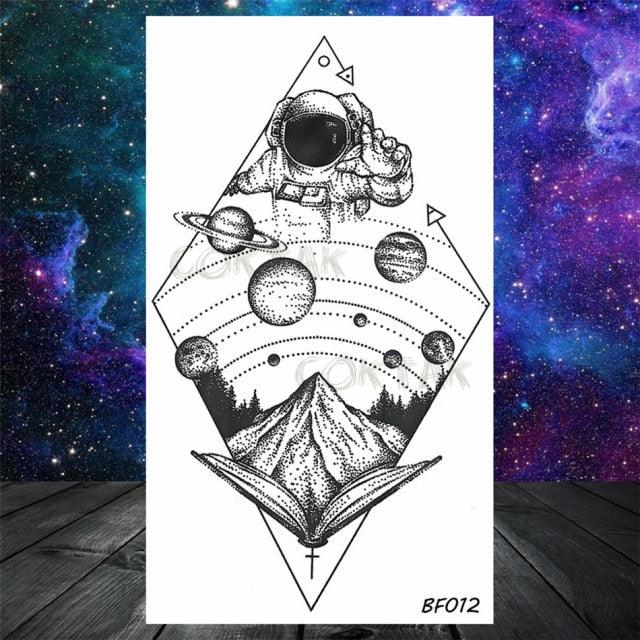 Realistic Small Planets Temporary Tattoos Arm Waterpoof Black Sticker Space Planets For Girls And Boys