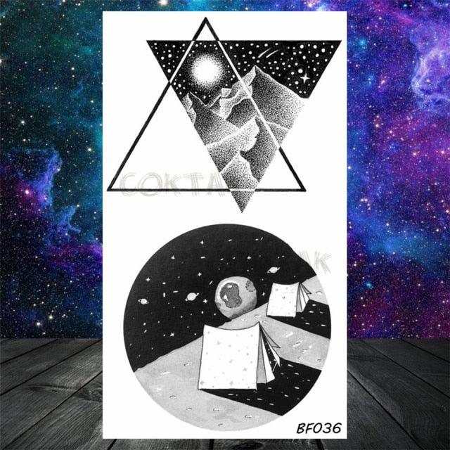 Realistic Small Planets Temporary Tattoos Arm Waterpoof Black Sticker Space Planets For Girls And Boys