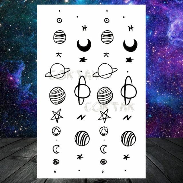 Realistic Small Planets Temporary Tattoos Arm Waterpoof Black Sticker Space Planets For Girls And Boys