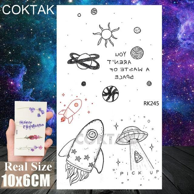 Realistic Small Planets Temporary Tattoos Arm Waterpoof Black Sticker Space Planets For Girls And Boys