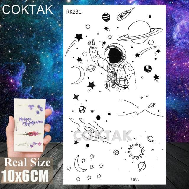 Realistic Small Planets Temporary Tattoos Arm Waterpoof Black Sticker Space Planets For Girls And Boys