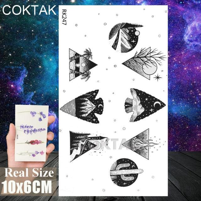 Realistic Small Planets Temporary Tattoos Arm Waterpoof Black Sticker Space Planets For Girls And Boys