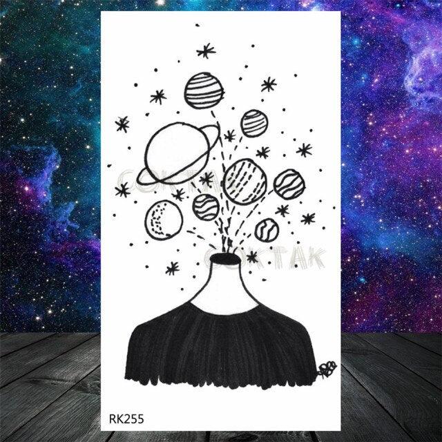 Realistic Small Planets Temporary Tattoos Arm Waterpoof Black Sticker Space Planets For Girls And Boys