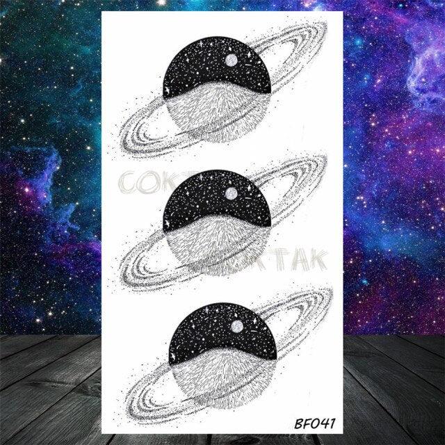 Realistic Small Planets Temporary Tattoos Arm Waterpoof Black Sticker Space Planets For Girls And Boys