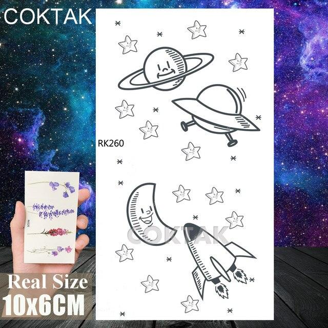 Realistic Small Planets Temporary Tattoos Arm Waterpoof Black Sticker Space Planets For Girls And Boys