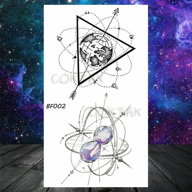 Realistic Small Planets Temporary Tattoos Arm Waterpoof Black Sticker Space Planets For Girls And Boys