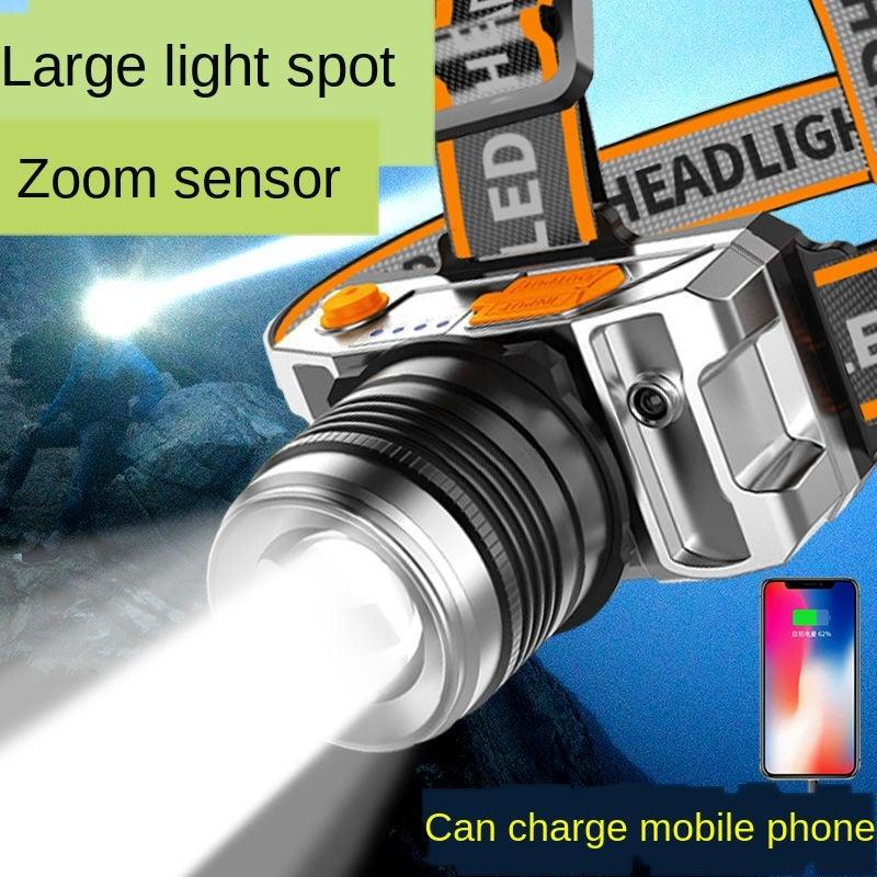 Rechargeable Adjustable LED Headlight Strong Light Zoomable Long-distance Waterproof Super Bright Head-mounted Led Headlamp For Hiking Night Fishing Outdoor Miner's Lamp