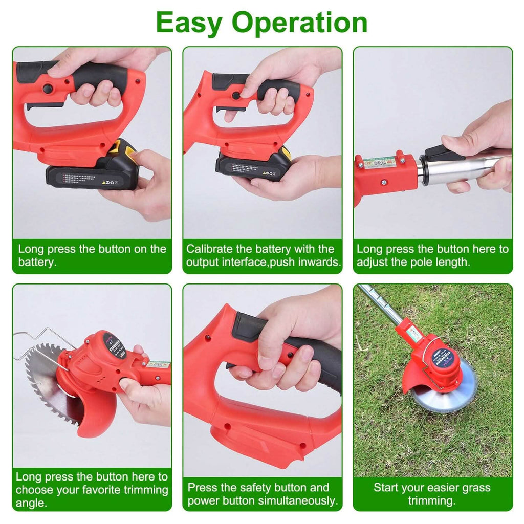 Rechargeable Electric Cordless Grass Trimmer with Alloy Saw Blade