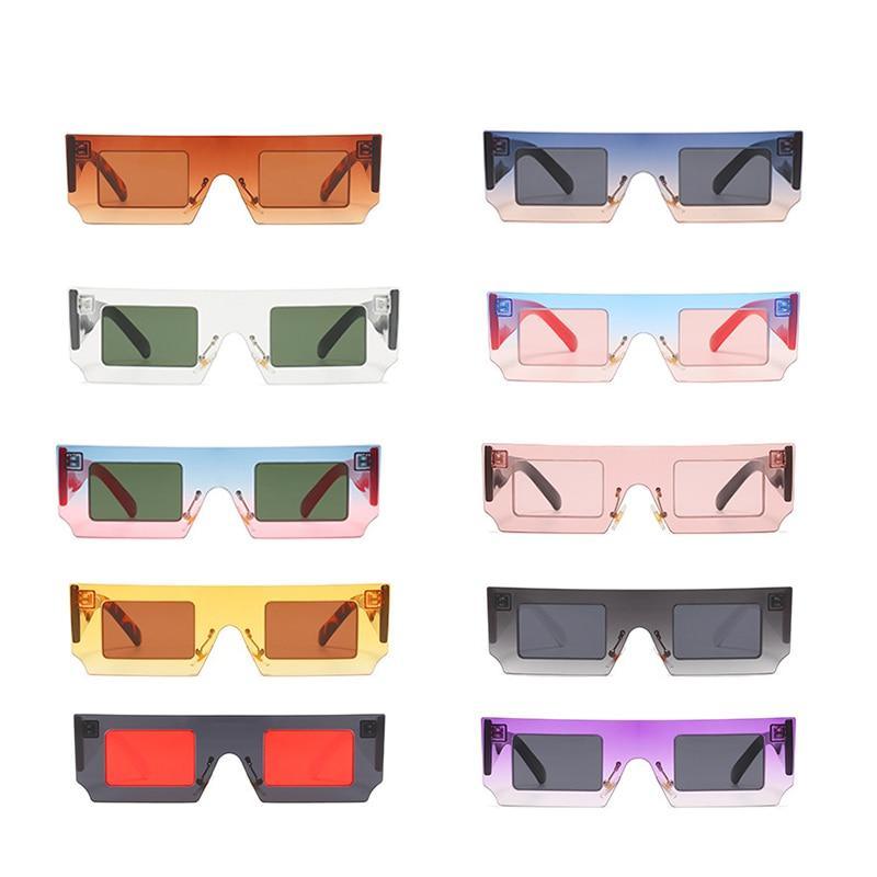 Rectangle Sunglasses for Women Retro Trendy Fashion Glasses Oval Lenses Narrow Thin Square Frame with UV400 Protection Decent Contrast Color Slice Box Style Glasses In Ocean Color  Sunglasses For Men & Women