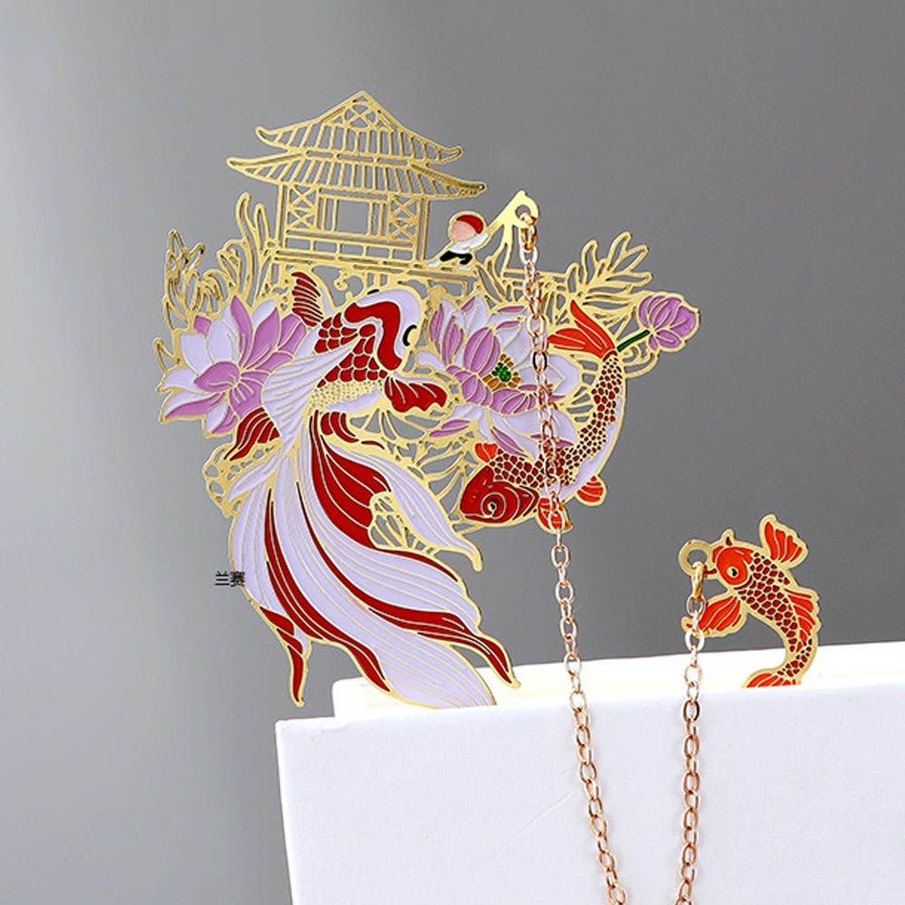 Retro Carving Brass Bookmark Tassel Pendant Book Clip Metal Pagination Mark Student Gift Stationery School Supply Metal Creative Bookmark Chinese Style Unique Vintage Series Gift For Reader Student