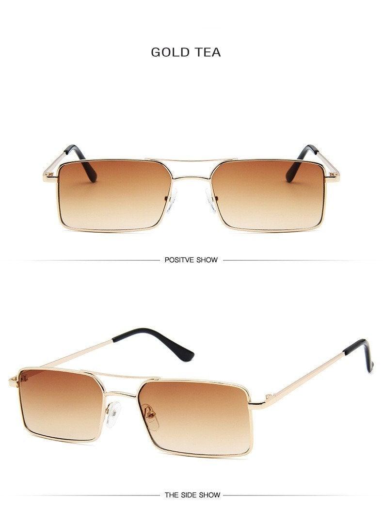 Retro Summer Rectangle Sunglasses For Women Glasses Style New Vintage Design Sun Glasses Metal Lightweight Frame Glasses For Women