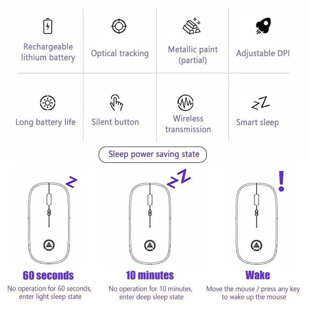 Retro Wireless Mouse RGB Rechargeable Mouse Wireless Computer Mute Mouse Portable Mobile Optical Office Mouse with USB LED Backlit Gaming Office Mouse Laptop