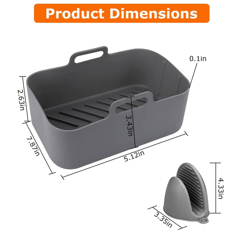 Reusable Air Fryer Silicone Pot Rectangle Replacement of Parchment Liners 6-8 Quart