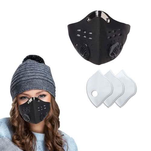Reusable Face Mask with 3 Carbon Filters